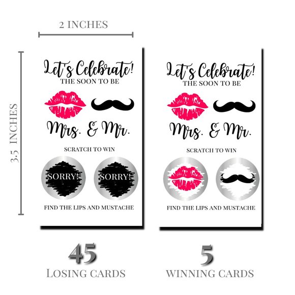 Bridal Shower Games - Let's Celebrate - 50 Scratch Off Cards - Bachelorette - Picture 3 of 4